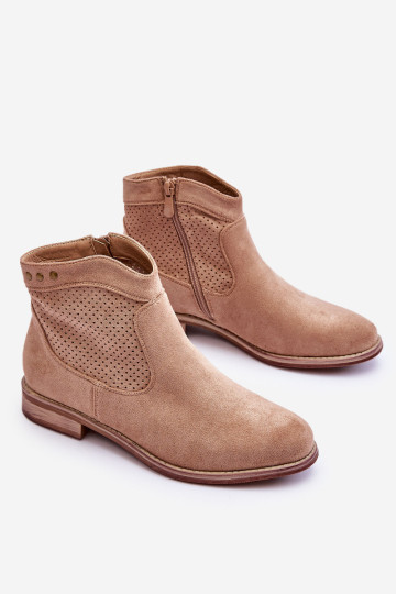 Moteriški zomšiniai plokščiakulniai batai smėlio spalvos... 2