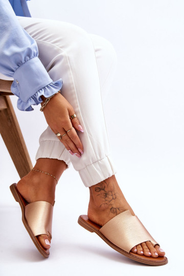 Moteriškos s šlepetės, auksinės spalvos amitas