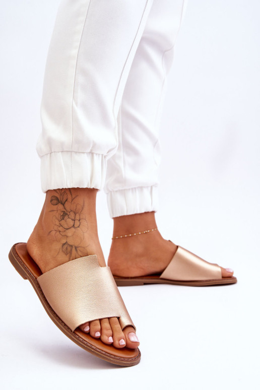 Moteriškos s šlepetės, auksinės spalvos amitas