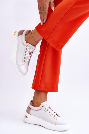 Moteriški odiniai platforminiai sportiniai bateliai White Caressa