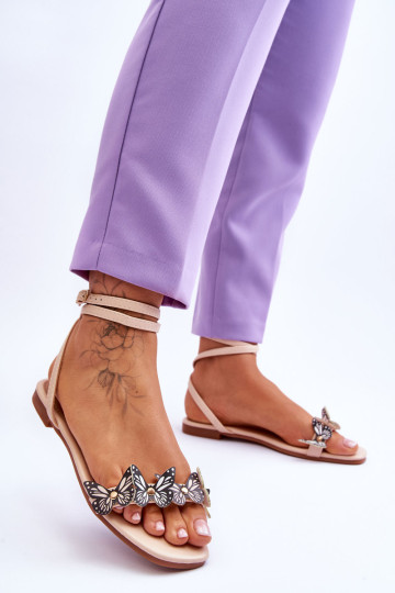 Moteriški sandalai su dekoratyviniais drugeliais Beige Jeane 2