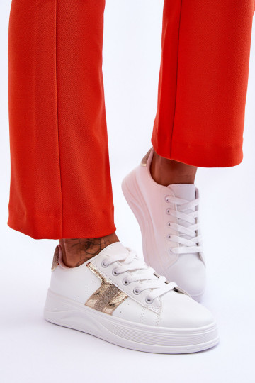 Moteriški sportbačiai, balti ir auksiniai Diahna 2