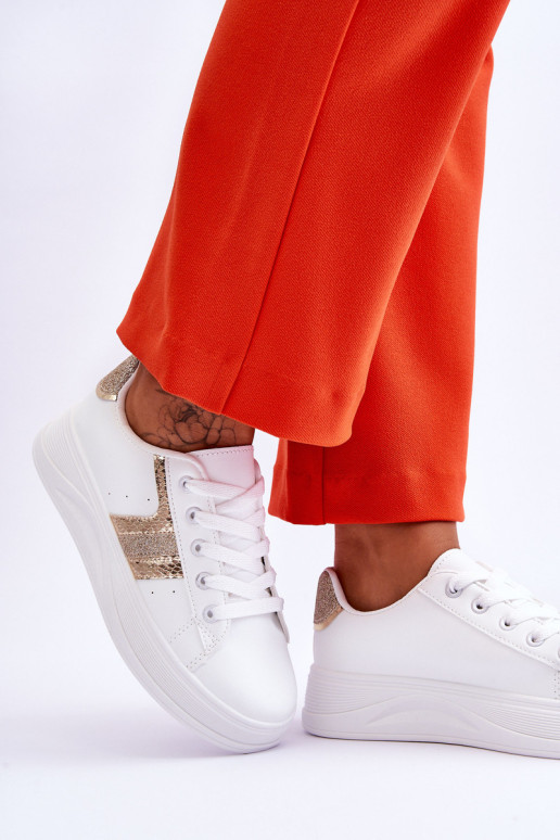 Moteriški sportbačiai, balti ir auksiniai Diahna