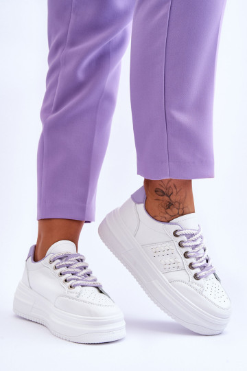 Madingi moteriški sportbačiai su platforma baltai... 2