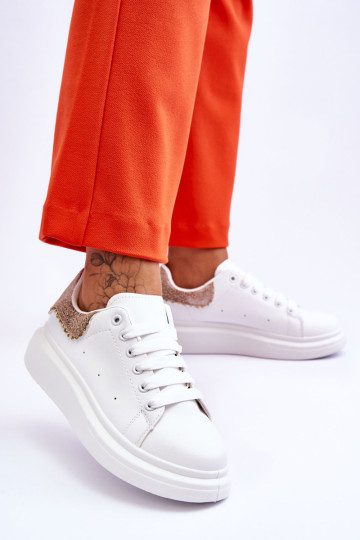 Moteriški sportiniai batai su dekoratyviniu raštu baltai...