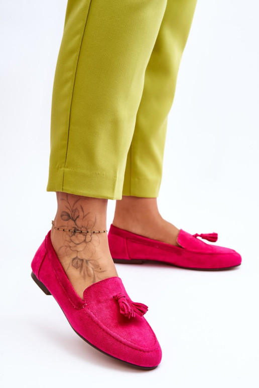 Klasikiniai zomšiniai batai su kutais Fuchsia...