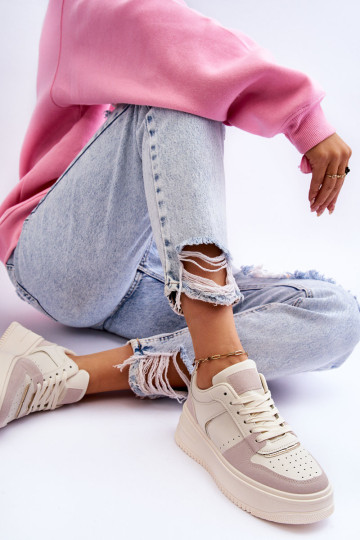 Moteriški aukštos platformos sportiniai batai šviesiai...