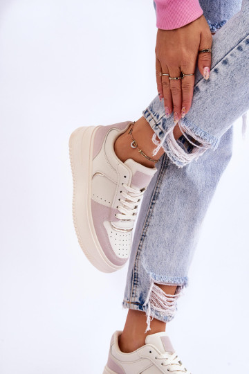 Moteriški aukštos platformos sportiniai batai šviesiai smėlio spalvos „Bexley“.