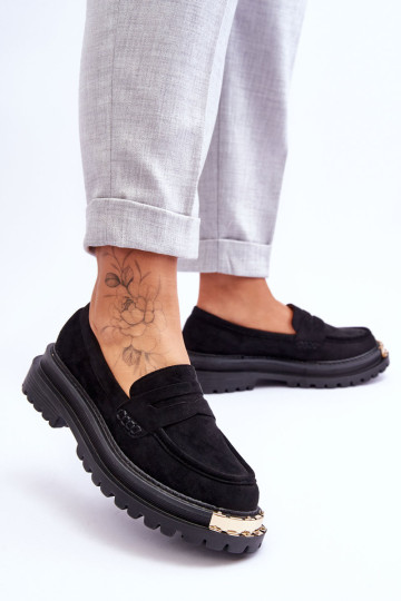 Klasikiniai zomšiniai loaferiai su puošmena Black Monaro