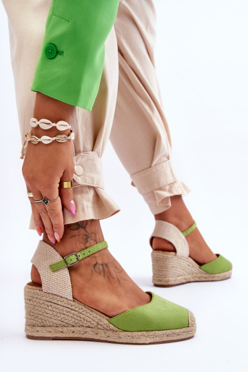 Suede Espadrilles Wedge Sandalas Green Cammer 2