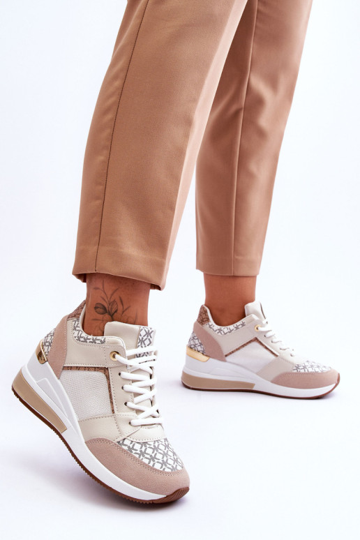 Moteriški sportiniai batai ant pleišto, balta...