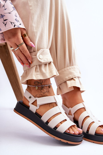 ZAXY moteriškos veganiškos Velcro sandalai JJ285015 Šviesiai smėlio spalvos