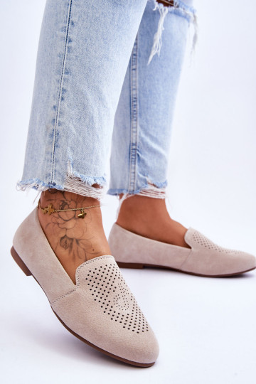 Zomšiniai Patogūs Loafers Beige Giovana