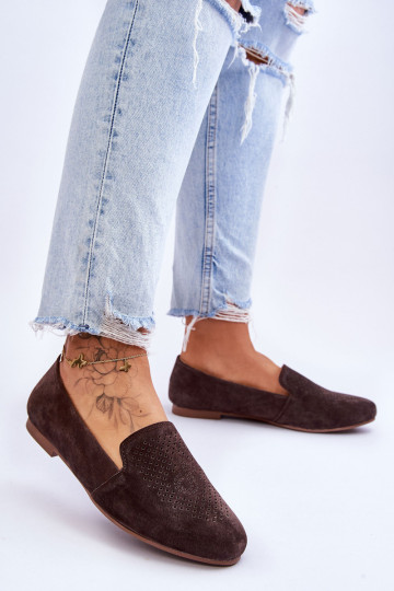 Zomšiniai Patogūs Loafers Ruda Giovana 2