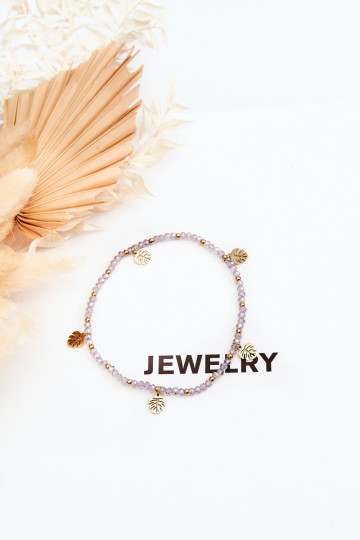 Moteriška kulkšnies apyrankė su karoliukais, šviesiai...