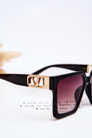 Klasikiniai akiniai nuo saulės V110063 Juodi gradiento rudi 2