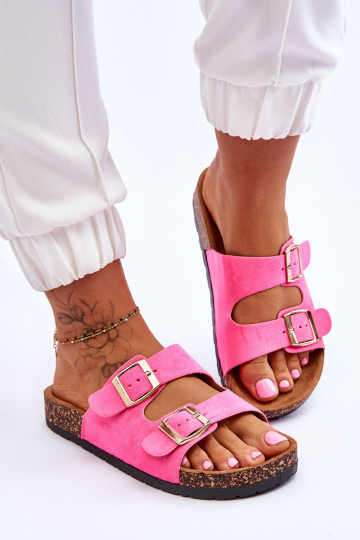 Moteriškos šlepetės ant kamštinio pado Neoninės rožinės spalvos Cortina