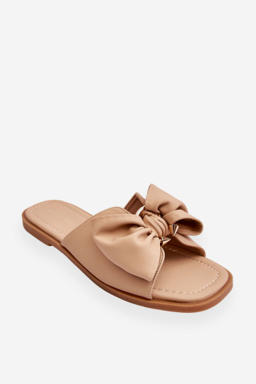 Moteriškos s šlepetės su lanku, smėlio spalvos Becky 2