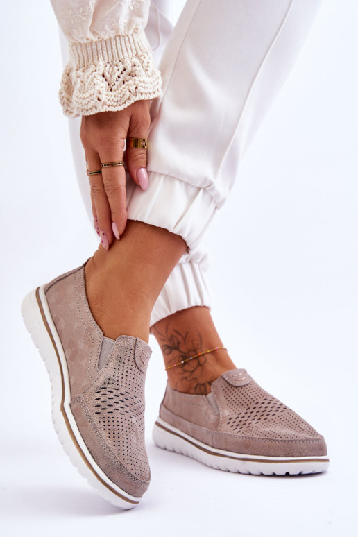 Suede Slip-on Batai Beige-Gold Inez