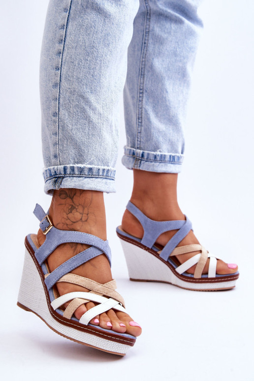 Pleištiniai sandalai su petnešėlėmis Blue Ellen