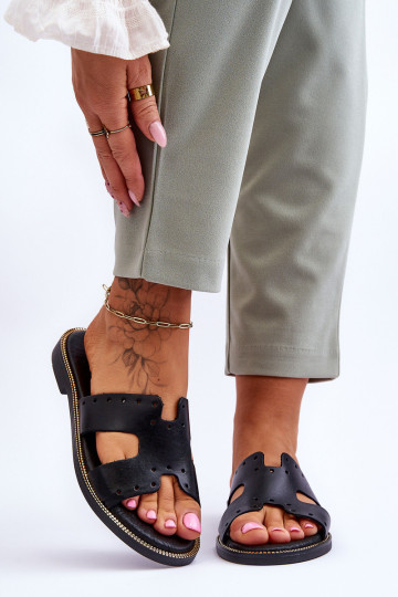 Moteriški sandalai su dekoratyviniais iškirpimais Black...