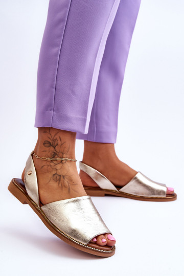 Odiniai užsegami sandalai Gold Alivia 2
