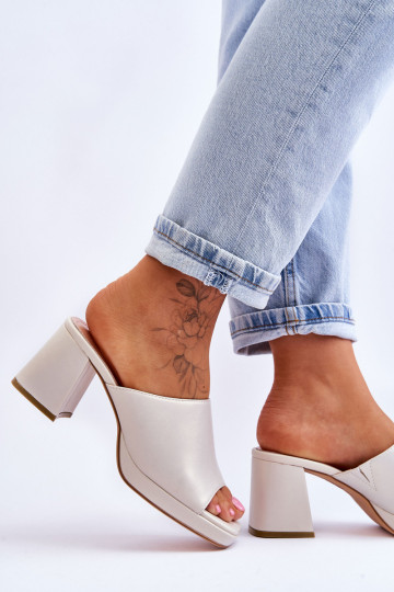 Madingos šlepetės su kulnais Sergio Leone KL322 Pearl