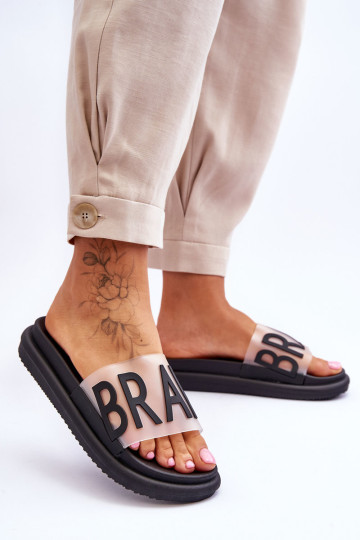 Moteriškos šlepetės su platforma Juodos Drąsos