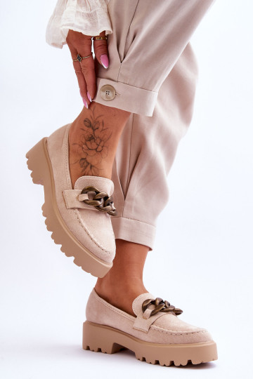 Zomšiniai moteriški mokasinai S.Barski HX52-222 Smėlio...