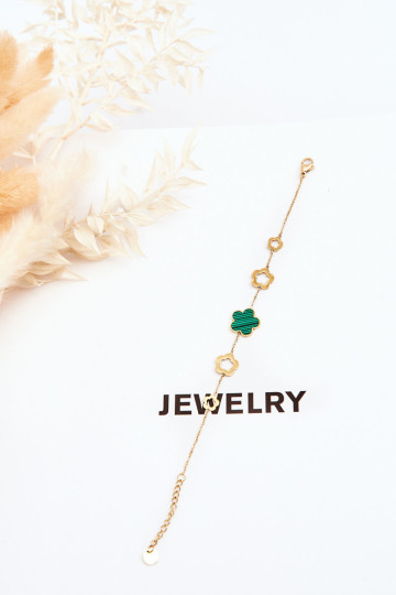 Moteriška apyrankė su gėlėmis aukso-žalios spalvos