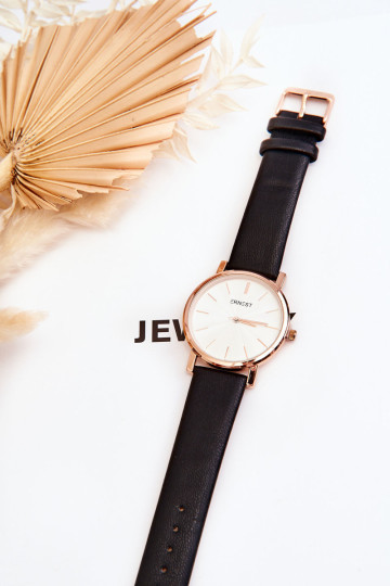 Moteriškas laikrodis su rožinio aukso dėklu Ernest Black...