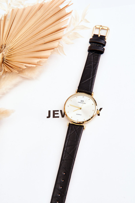 Moteriškas odinis laikrodis Giorgio&Dario Black