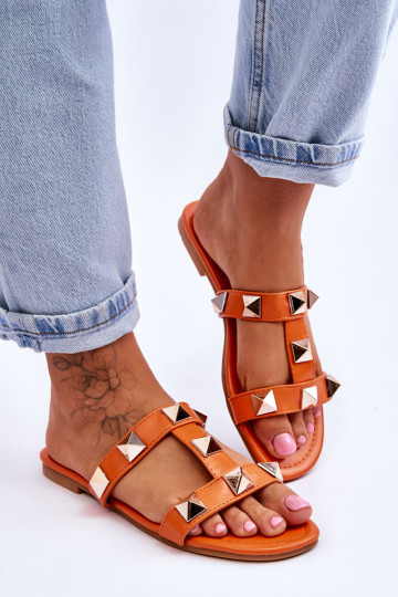 Moteriškos šlepetės su didelėmis smeigėmis, oranžinės... 2