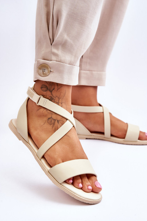 Odinės kulkšnies sandalai Big Star LL274A161 Beige