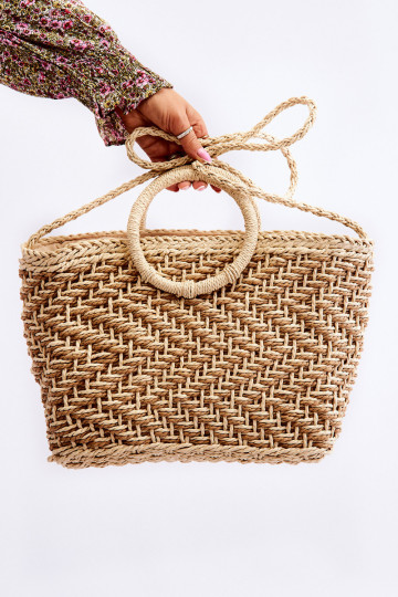 Madinga didelė smėlio spalvos rankinė su užtrauktuku