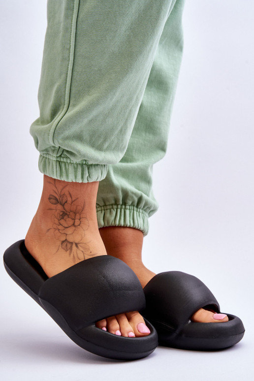 Moteriškos lengvos putplasčio šlepetės, juodos...