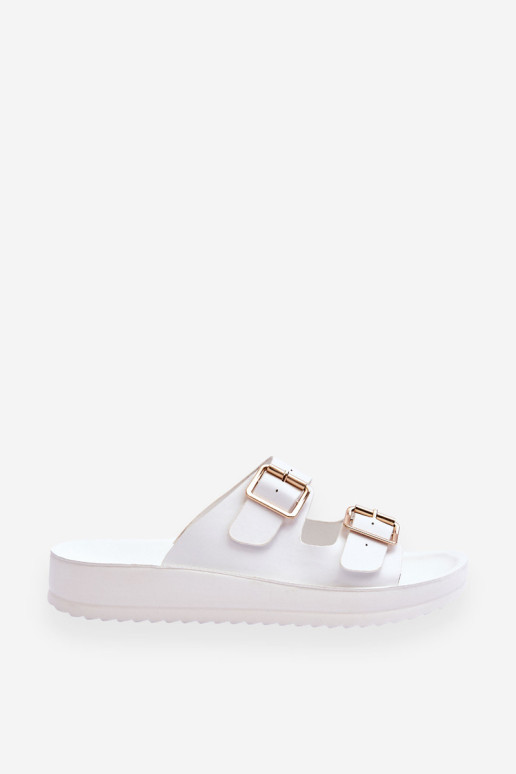 Moteriškos šlepetės su juostelėmis Balta Clever