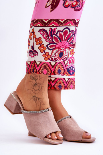 Zomšinės aukštakulnės šlepetės S.Barski KV-612-2 Smėlio... 2