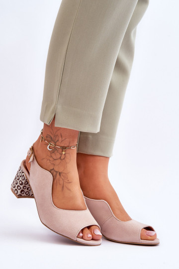 Moteriški zomšiniai aukštakulniai sandalai Maciejka 05870-04 smėlio spalvos