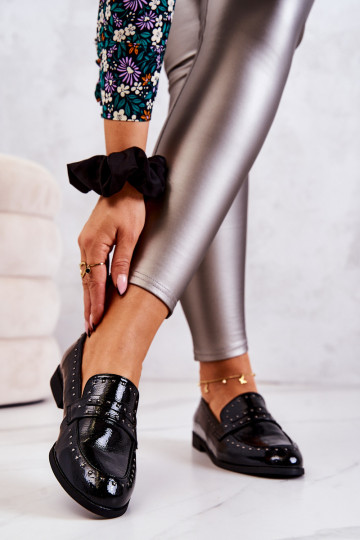 Lakuoti loaferiai su kalnų krištolais La.Fi 210016B-LA Juoda