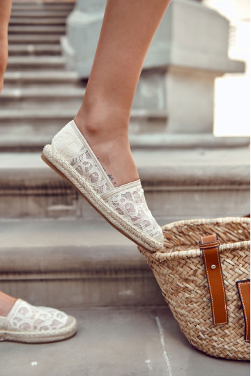 Klasikinės moteriškos espadrilės ažūrinės smėlio spalvos Catris 2