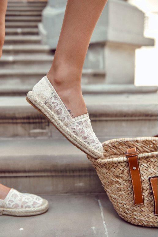 Klasikinės moteriškos espadrilės ažūrinės smėlio spalvos Catris