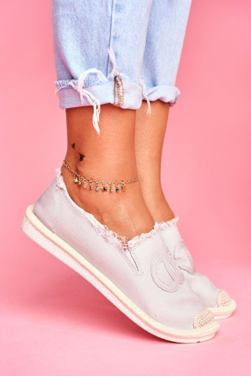 Klasikinės moteriškos pilkos spalvos espadrilės