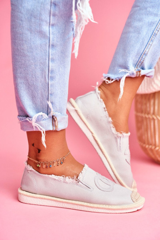 Klasikinės moteriškos pilkos spalvos espadrilės