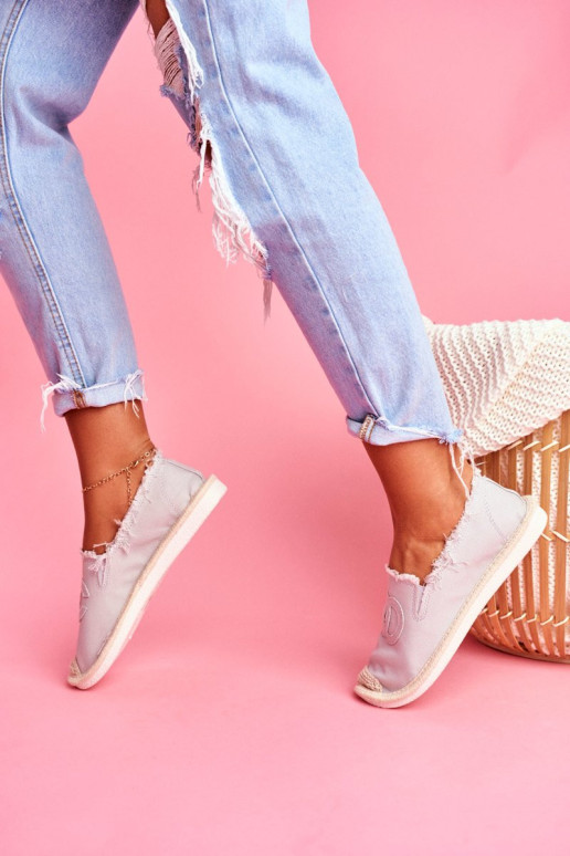 Klasikinės moteriškos pilkos spalvos espadrilės