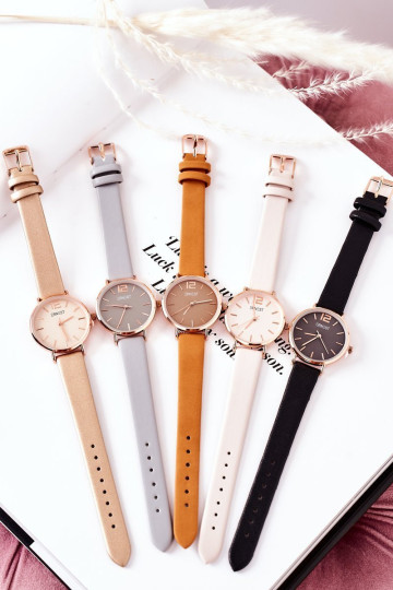 Laikrodis ant odinio dirželio Be nikelio ERNEST Gold 2