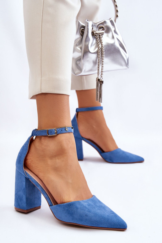 Suede Heel Pumps Blue Lexie
