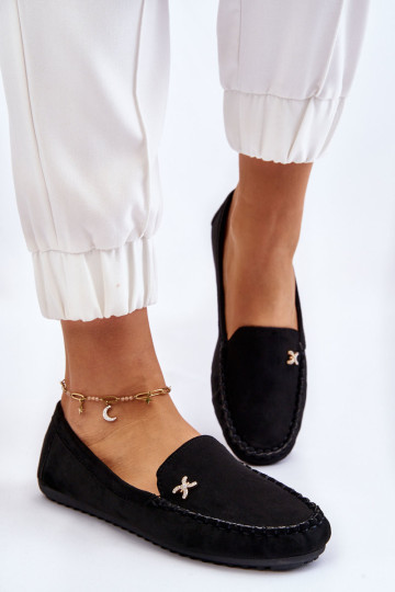 Moteriški zomšiniai batukai su papuošimais Black Leah