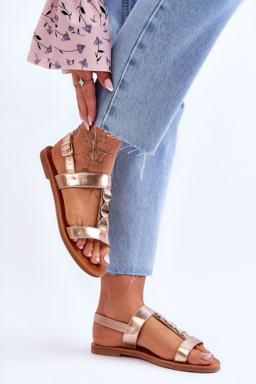 Moteriškos plokščios basutės su dekoratyviniu aukso uogų...