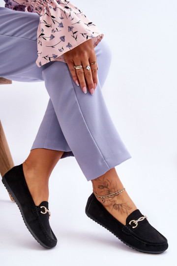 Klasikiniai zomšiniai loaferiai su puošmena Black Amera